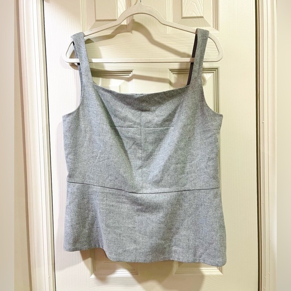 Banana Republic heathered grey wool peplum blouse- Size 14 - Picture 2 of 7